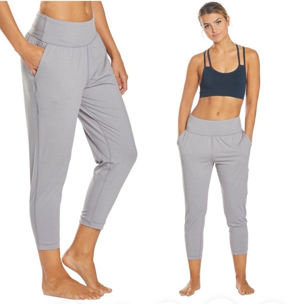 PrAna Pants Womens XS Mahala Gray Micro-Stripe Cropped Jogger Relaxed Yoga